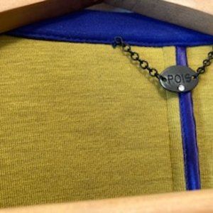 POIS Italy women's coat, S, blue with mustard trim